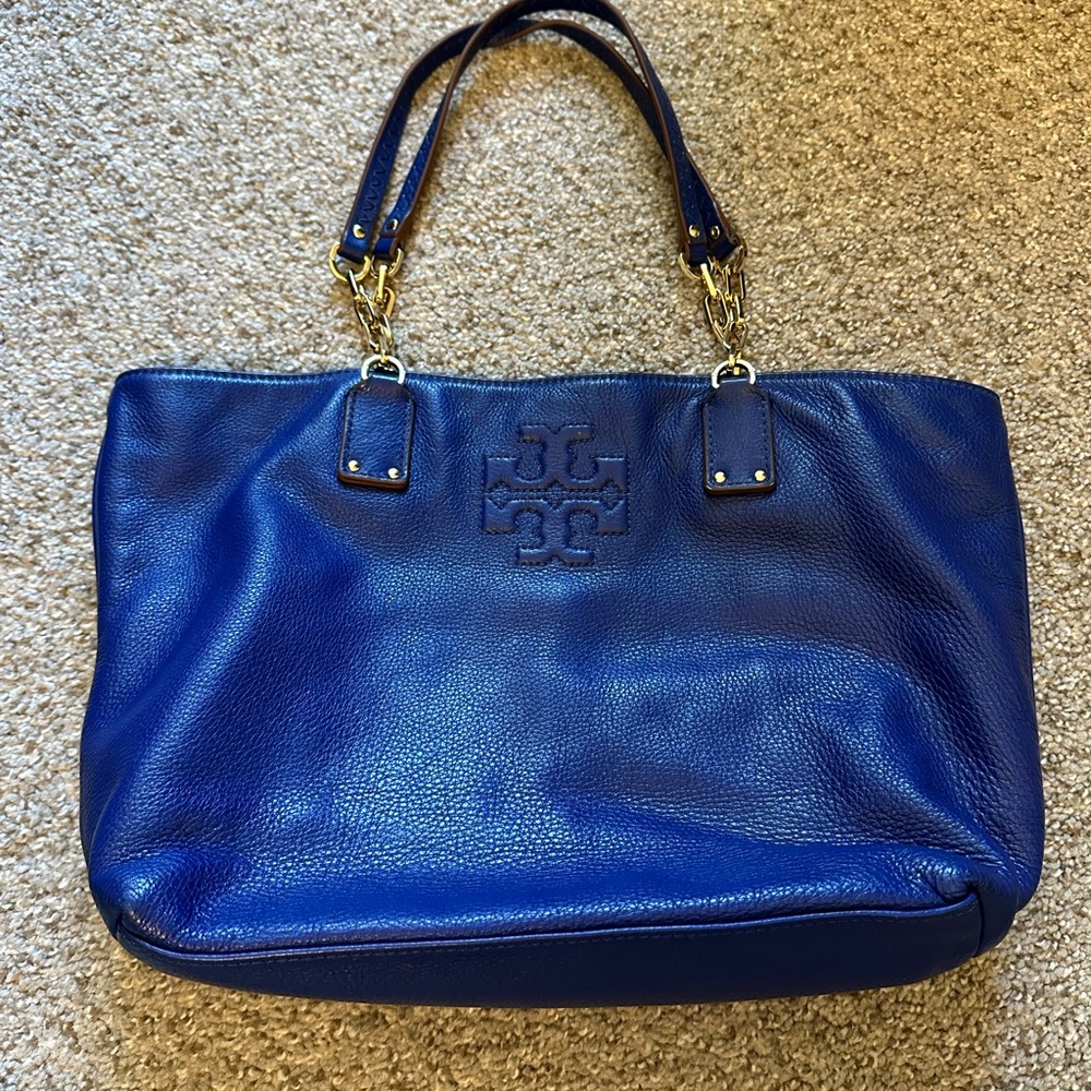 Tory Burch Royal Blue Tote with Gold Hardware